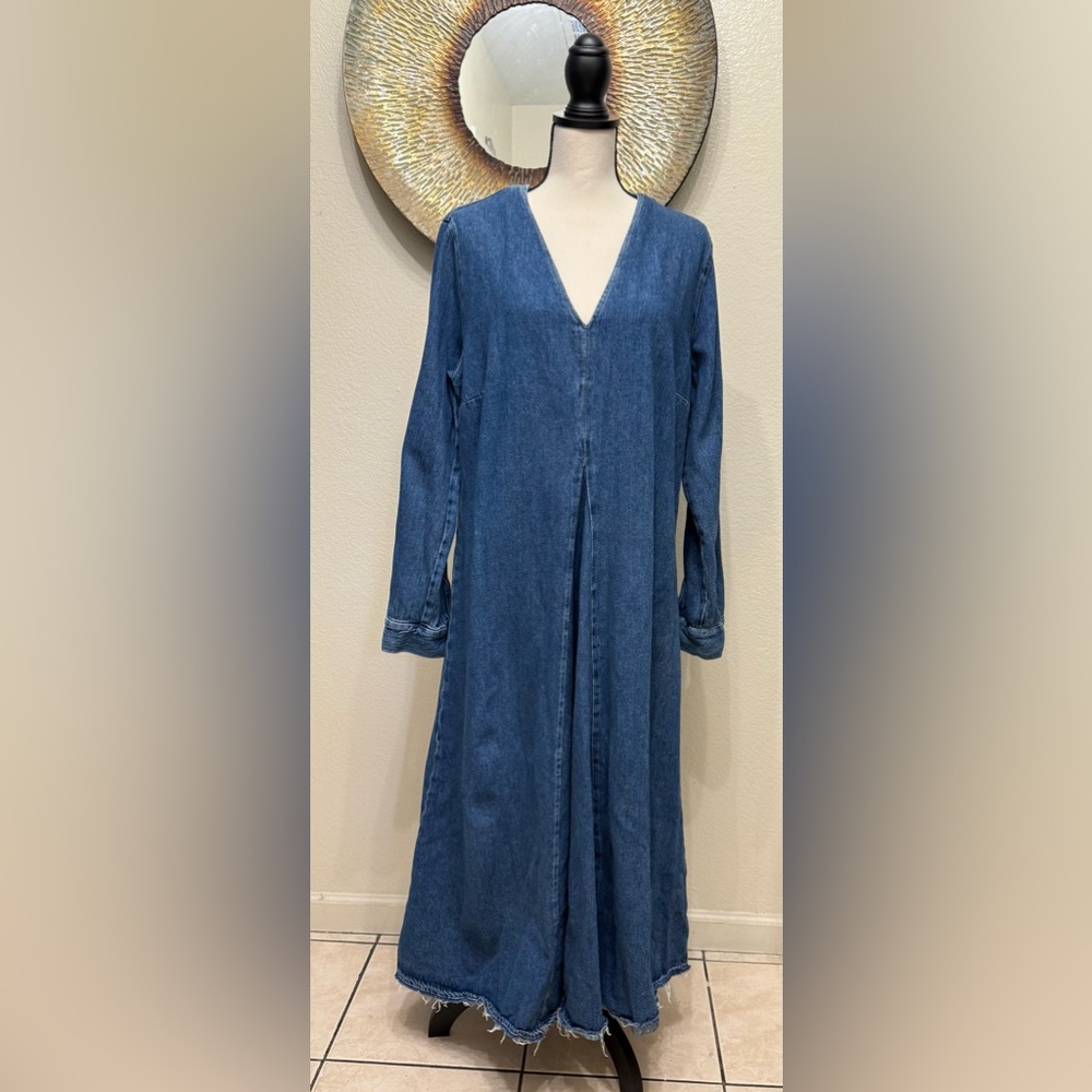 Zara Blue Denim Midi Dress